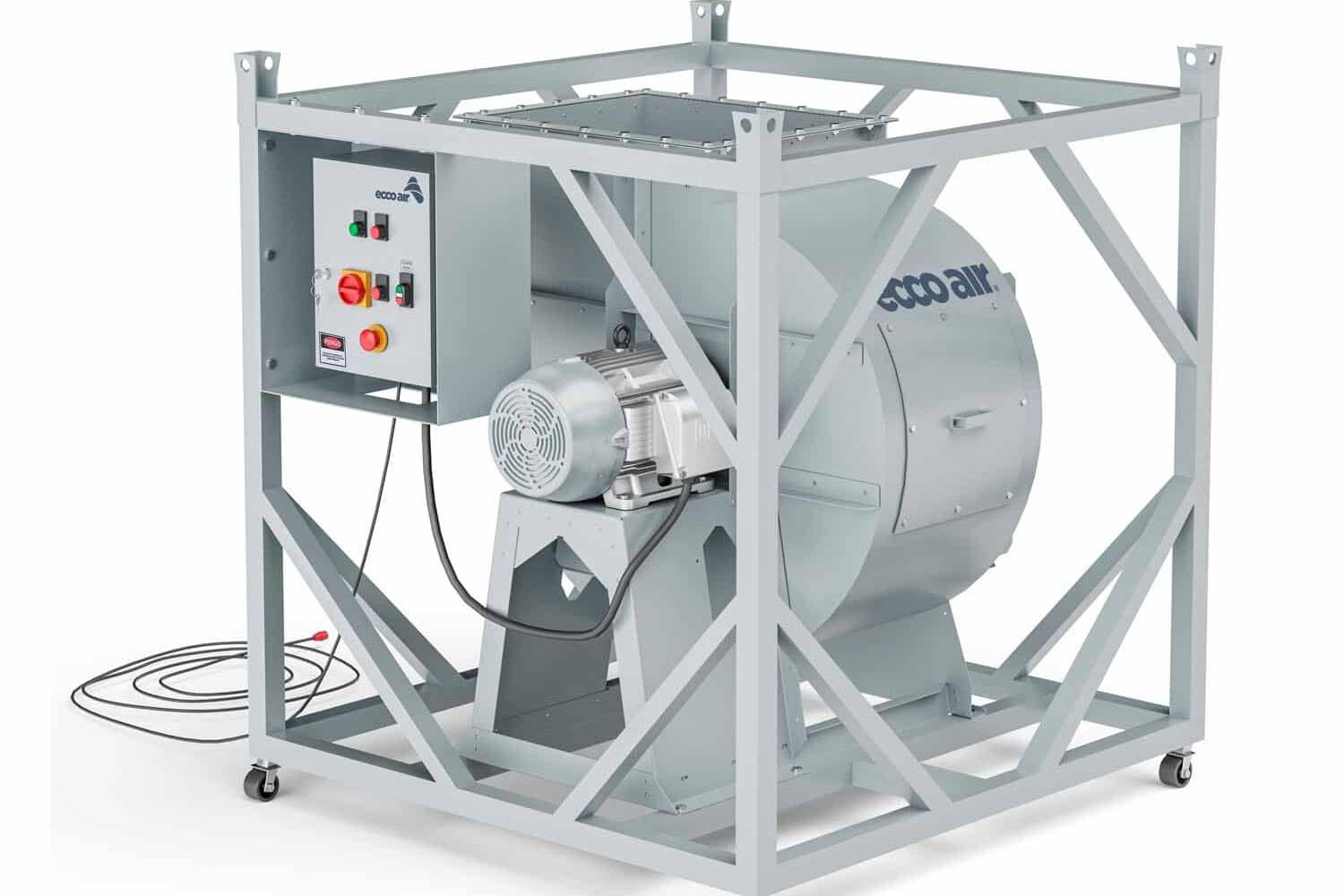 Máquina de exaustão, modelo ECCO 30 TURBO, em fundo branco, vista de trás
