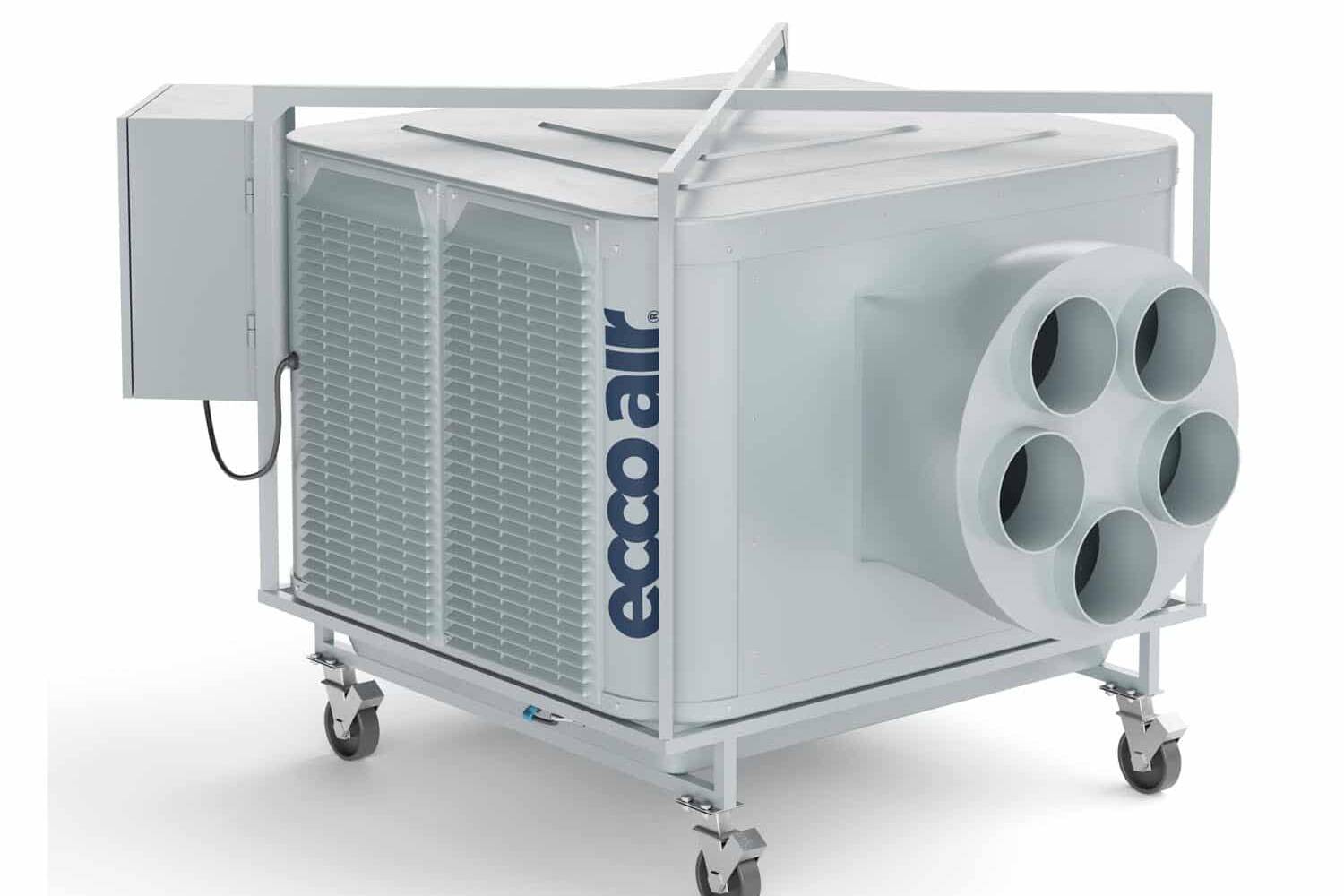 Máquina de insuflação e climatização, modelo ECCO 155 TURBO SIROCO, em fundo branco, vista de frente